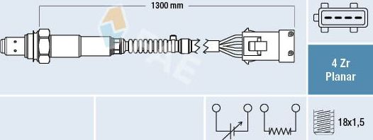 Лямбда-зонд (кислородный датчик) FAE для Peugeot 806 I 1998-2000. Артикул 77284