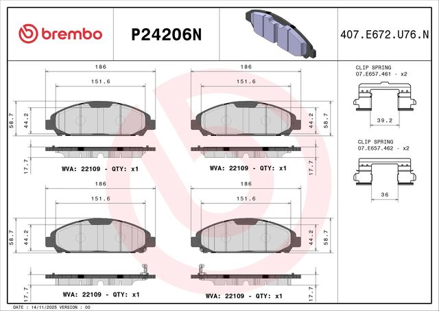 Автозапчасть (Brembo). Артикул P24206N