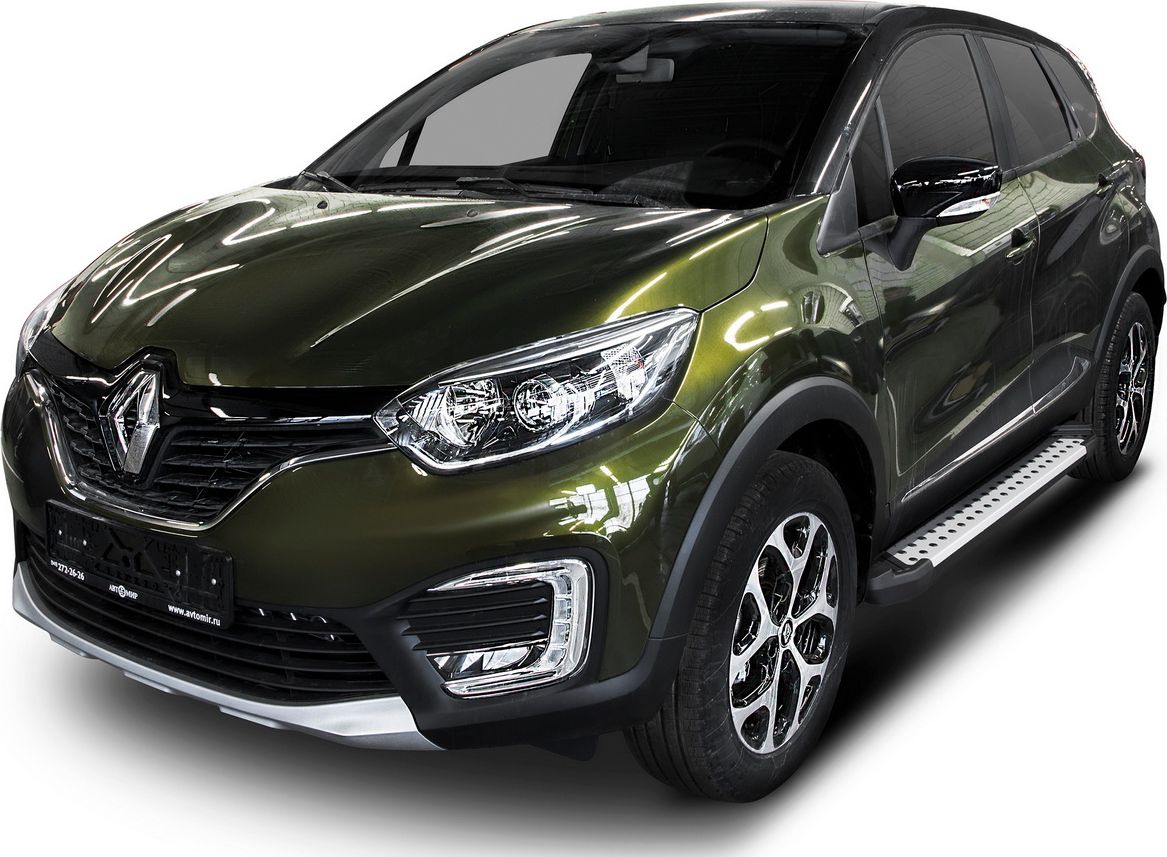 Пороги алюминиевые Rival Bmw-Style круг для Renault Kaptur 2016-2020. Артикул D173AL.4703.1