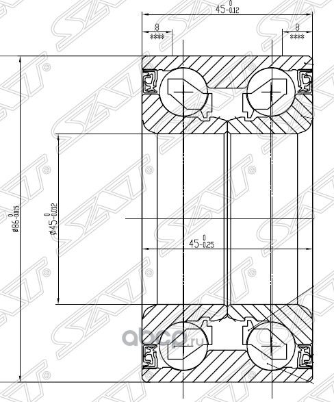 Подшипник FR ступицы TOYOTA HIGHLANDER GSU 40 07- (SAT). Артикул ST45BWD17