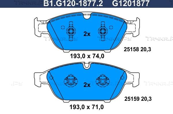 Тормозные колодки Galfer передние для Audi A7 I (4G) 2010-2018. Артикул B1.G120-1877.2