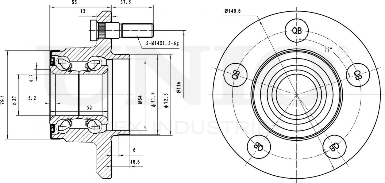 Ступица колеса с интегрированным подшипником (Unio). Артикул HUB-20150