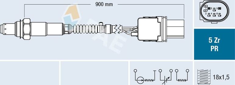 Лямбда-зонд (кислородный датчик) FAE. Артикул 75075