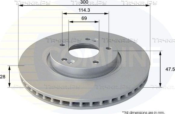 Тормозной диск Comline передний для Hyundai Grandeur V 2011-2016. Артикул ADC1089V