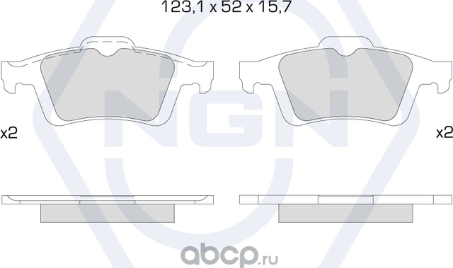 Колодки тормозные керамические, задние (NGN). Артикул 3501781