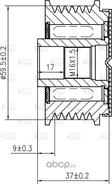 Муфта генератора обгонная StartVOLT для Mazda MPV II (LW) 1999-2002. Артикул SGP 2503