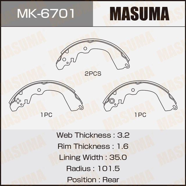 Тормозные колодки Masuma. Артикул MK-6701