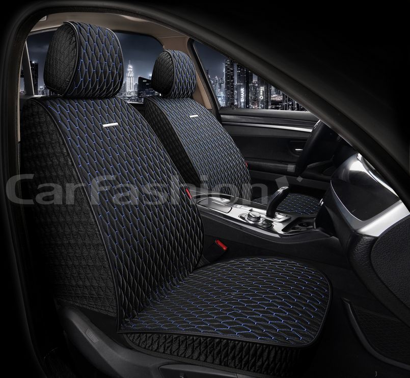 Накидки универсальные CarFashion Iceberg Front на передние сидения авто, цвет Черный/Черный/Синий. Артикул 26189