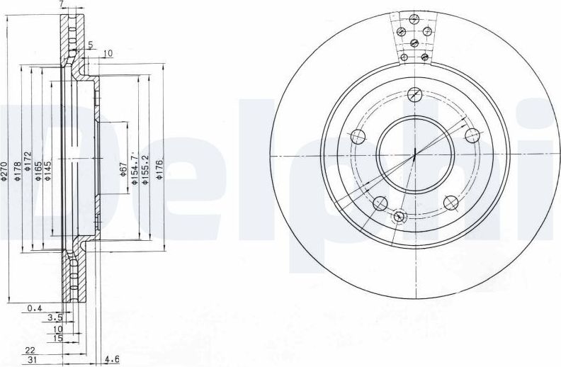 Тормозной диск Delphi. Артикул BG3709