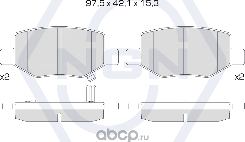 Колодки тормозные дисковые керамические | зад | (NGN). Артикул 3502306