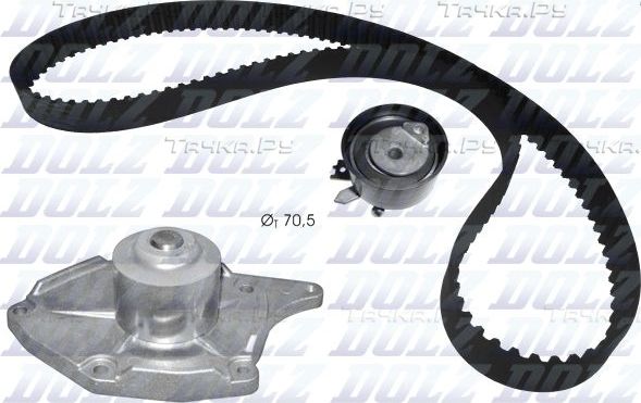 Помпа (водяной насос) с комплектом ремня ГРМ Dolz для Nissan Micra K12 2003-2010. Артикул KD133