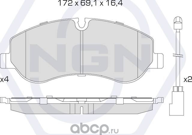 Колодки тормозные керамические, передние (NGN). Артикул 3501287