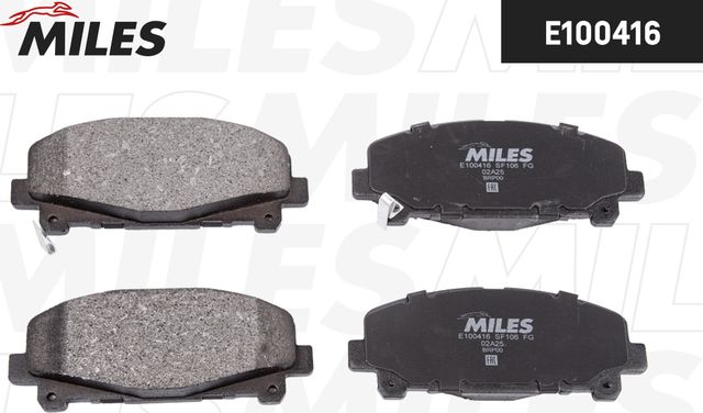 Тормозные колодки Miles (Semi-Metallic) передние для Honda Accord VIII 2008-2015. Артикул E100416