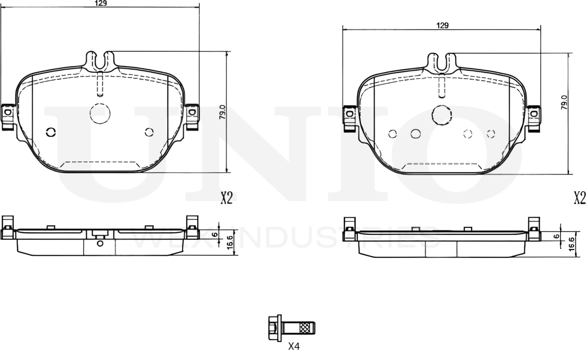 Колодки тормозные дисковые, комплект (Unio). Артикул BRP-20475