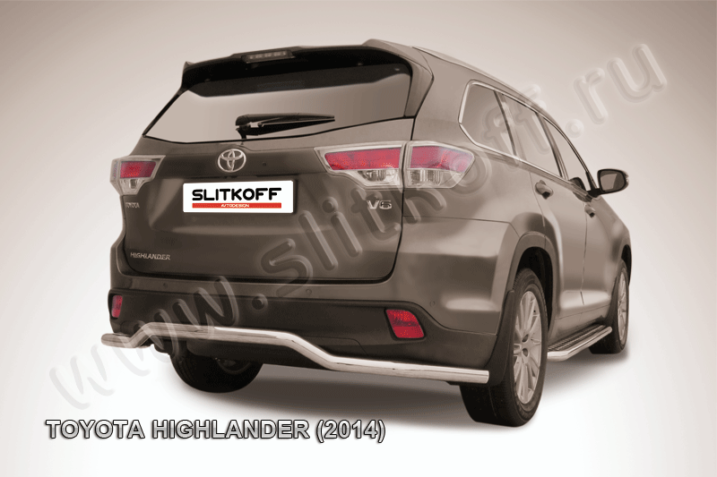 Защита Slitkoff заднего бампера d57 волна длинная для Toyota Highlander II 2014-2026. Артикул THI14-017