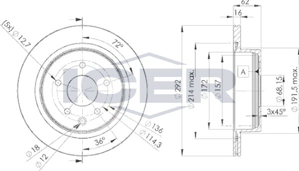 Тормозной диск Icer. Артикул 78BD2071-2