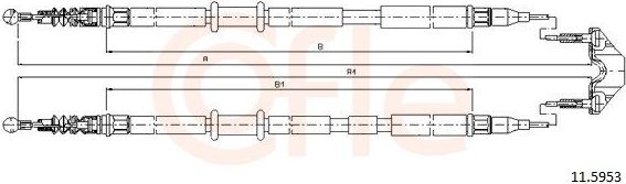 Трос ручника (тросик ручного тормоза) Cofle. Артикул 11.5953