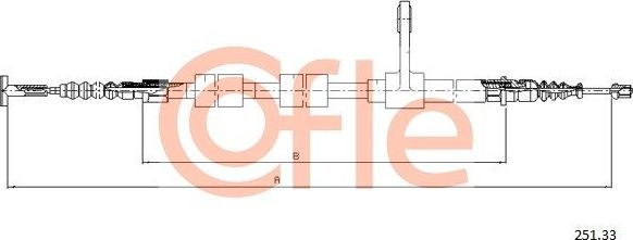Трос ручника (тросик ручного тормоза) Cofle. Артикул 92.251.33