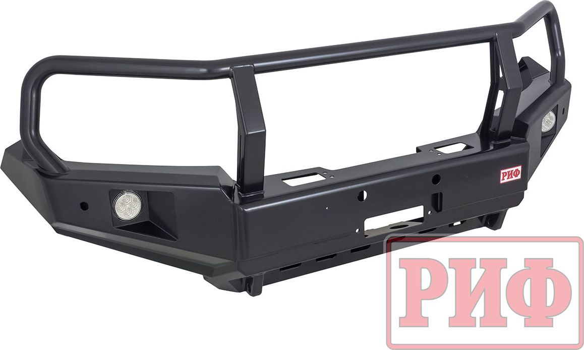 Бампер силовой РИФ передний с доп. фарами, защитной дугой и защитой бачка омывателя для Toyota Land Cruiser 200 2007-2015. Артикул RIF200-11350