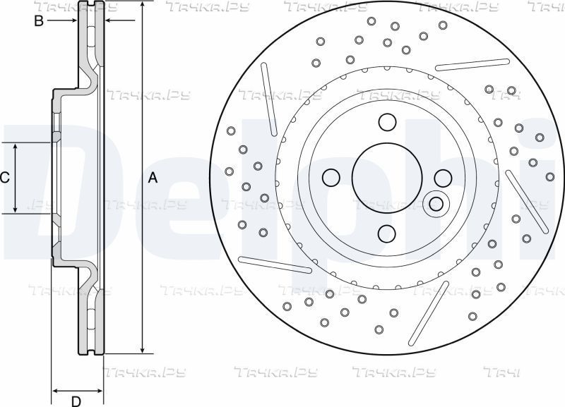 Тормозной диск Delphi передний для MINI Clubman I (R55) 2007-2014. Артикул BG4789C