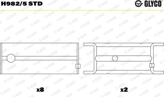 Вкладыши коренные Glyco для Opel Frontera A 1992-1998. Артикул H982/5 STD