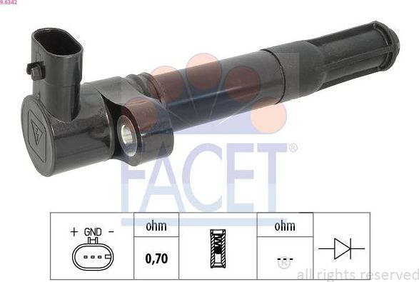 Катушка зажигания Facet Made in Italy - OE Equivalent. Артикул 9.6342