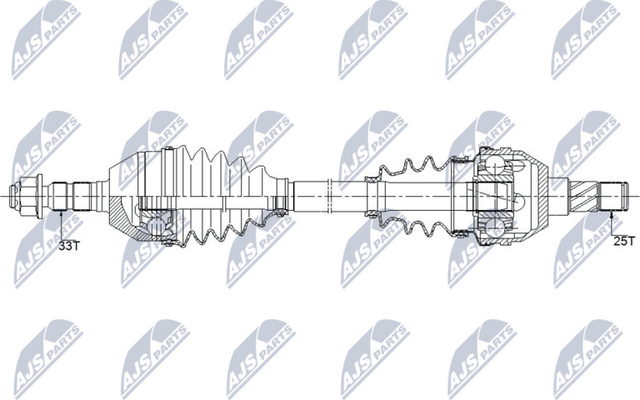 Полуось (привод в сборе, приводной вал) NTY передняя левая для Opel Astra H 2004-2014. Артикул NPW-PL-091