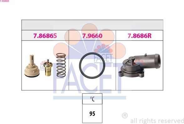 Термостат Facet Made in Italy - OE Equivalent. Артикул 7.8686K