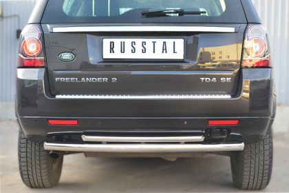 Защита RusStal заднего бампера d63 (дуга) d42 (дуга) для Land Rover Freelander II 2013-2014. Артикул LFRZ-001497