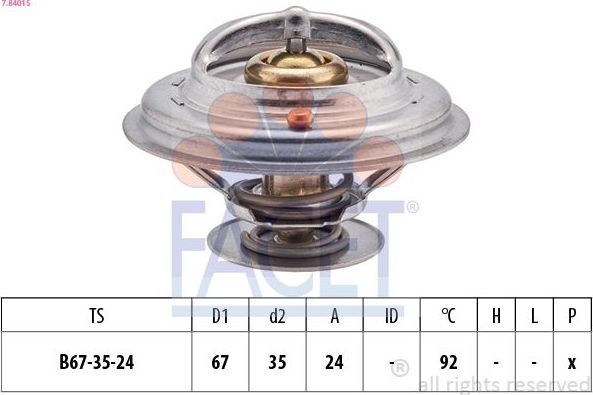 Термостат Facet Made in Italy - OE Equivalent. Артикул 7.8401S