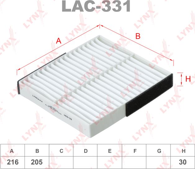 Салонный фильтр LYNXauto. Артикул LAC-331