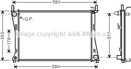 Радиатор охлаждения двигателя AVA для Ford Fusion I 2002-2012. Артикул FDA2325