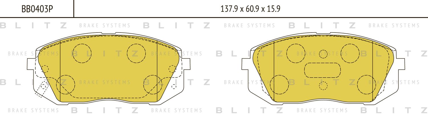Колодки тормозные дисковые передние Купить Hyundai ix35/Tucson/Sportage 2004-202 (Blitz). Артикул BB0403P