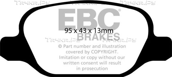Тормозные колодки EBC Brakes задние для Fiat Punto II 1999-2012. Артикул DP21338
