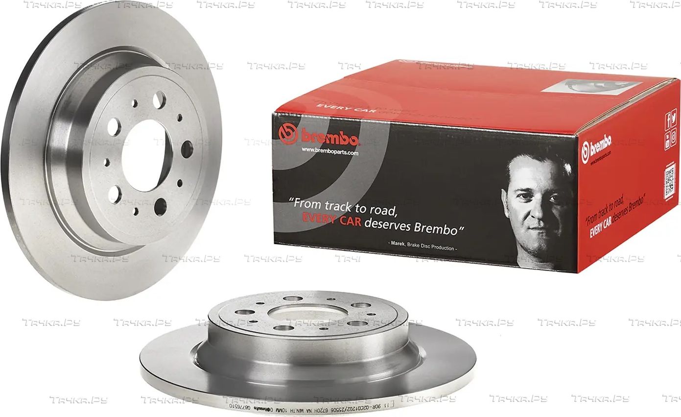 Тормозной диск Brembo задний для Volvo S60 I 2000-2010. Артикул 08.7765.10