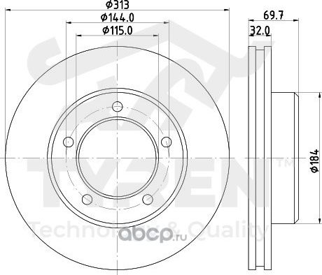 Диск тормозной | перед | (Tyren). Артикул TYR1019191