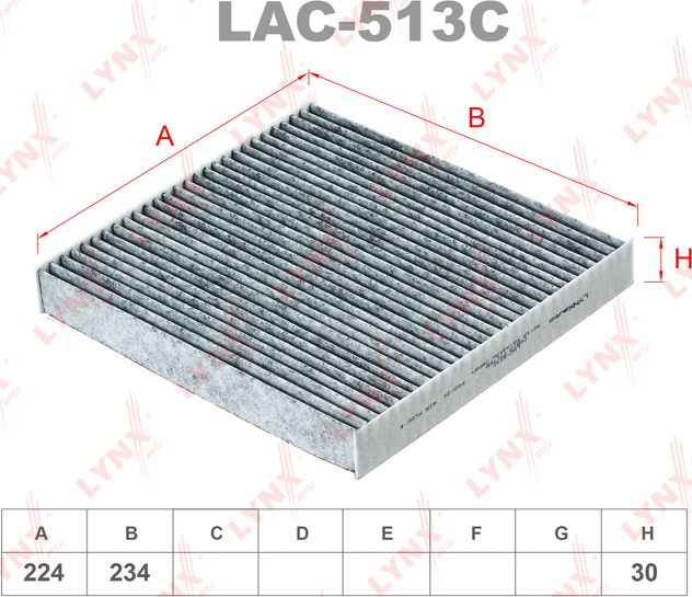 Салонный фильтр LYNXauto. Артикул LAC-513C