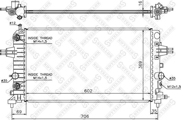 Радиатор охлаждения двигателя Stellox для Opel Astra H 2004-2014. Артикул 10-25400-SX