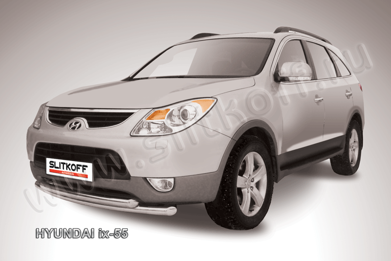 Защита Slitkoff переднего бампера d57/57 двойная для Hyundai ix55 2009-2026. Артикул Hi55-002