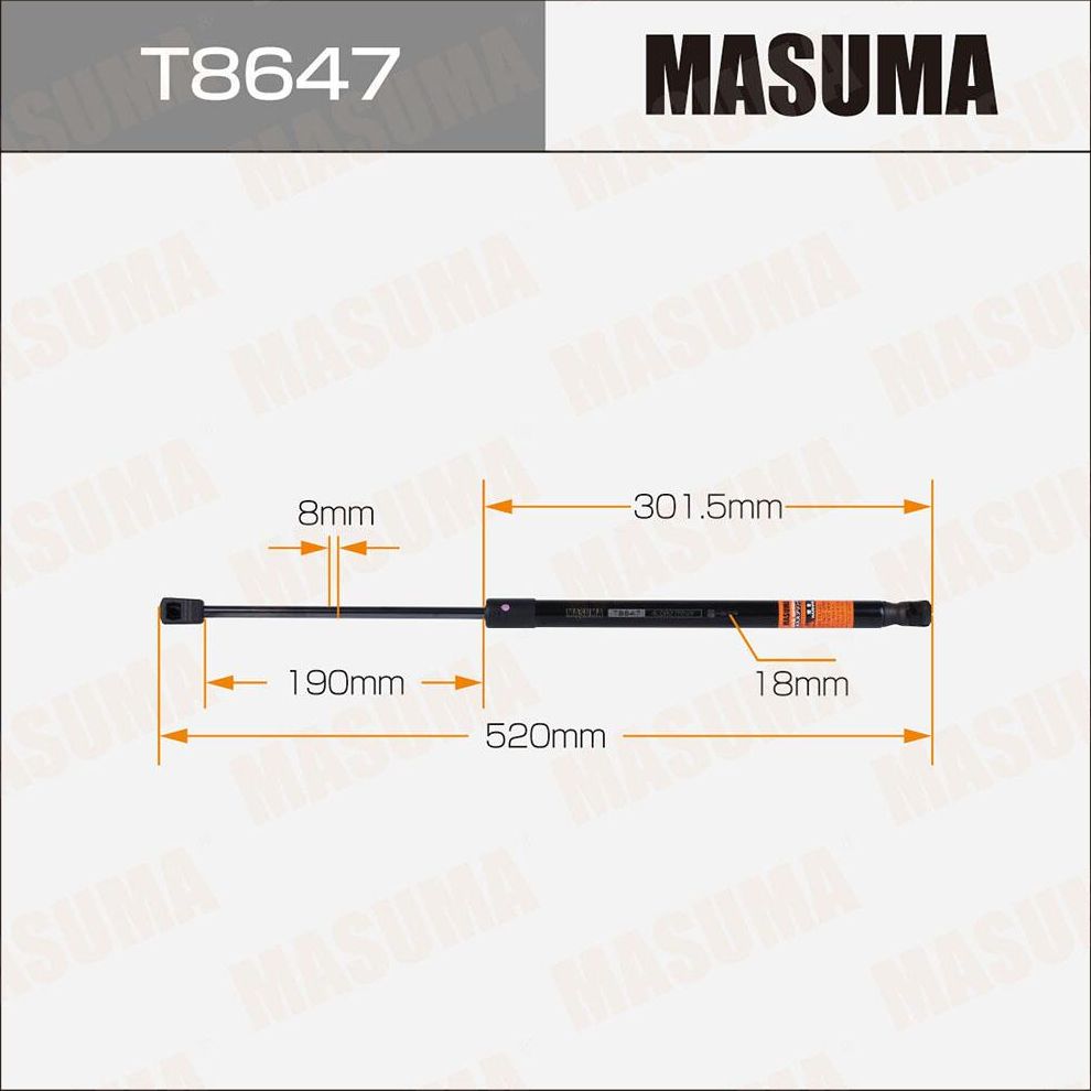 Упор газовый багажника MASUMA, L=520mm (1/40). Артикул T8647