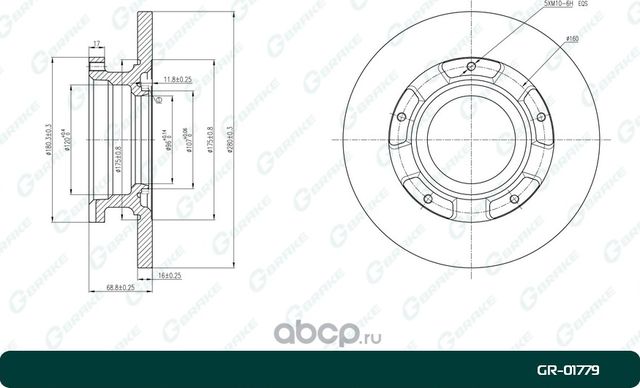 Диск тормозной G-brake GR-01779. Артикул GR01779