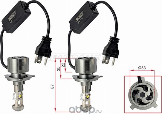 Лампа основного освещения 12V H4 4030W 6500K LED (SAT). Артикул ST1750083
