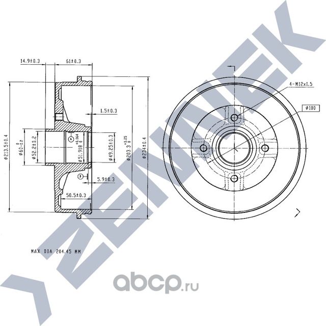 Барабан тормозной RENAULT CLIO 98-> LOGAN 04 (Zennek). Артикул DDR0010