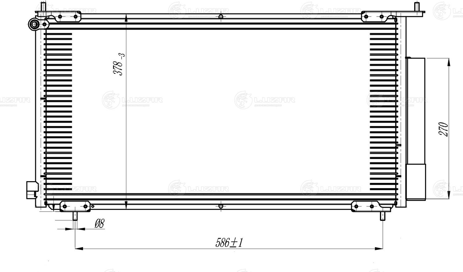 Радиатор кондиционера (конденсатор) Luzar (алюминий). Артикул LRAC 23NL