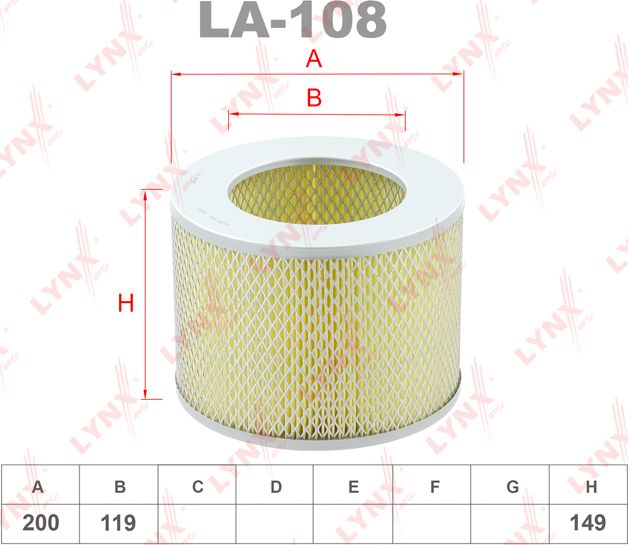 Воздушный фильтр LYNXauto. Артикул LA-108