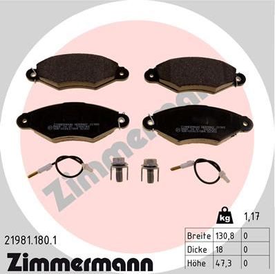 Тормозные колодки Zimmermann. Артикул 21981.180.1