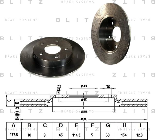 Диск тормозной NISSAN PRIMERA/ALMERA 00- задн. (Blitz). Артикул BS0176