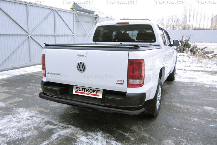 Защита Slitkoff заднего бампера d76 для Volkswagen Amarok I рестайлинг 2016-2026 Черная. Артикул VWAM16-006B