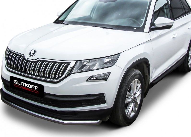 Защита Slitkoff переднего бампера d57 для Skoda Kodiaq 2016-2026. Артикул SKKOD-002