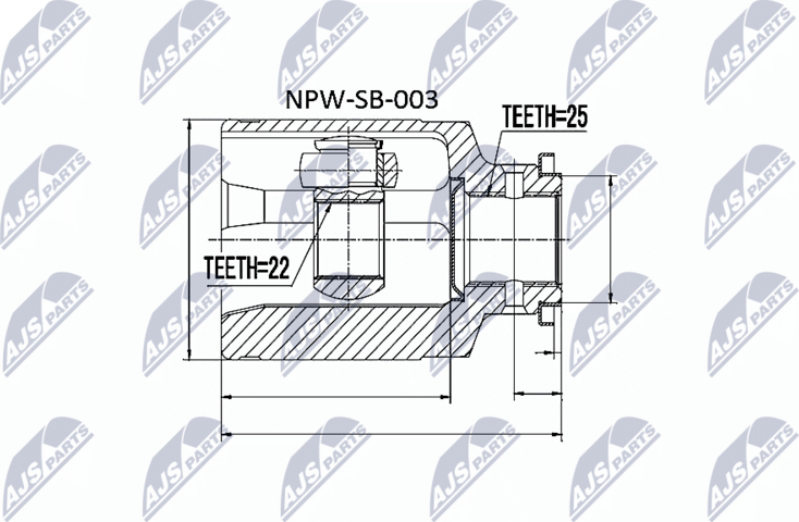 Шрус внутренний (граната) NTY передний для Subaru Leone III 1990-1994. Артикул NPW-SB-003